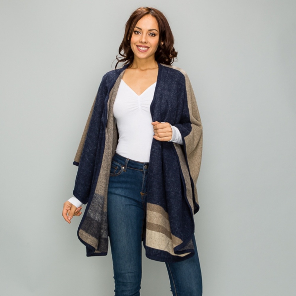 Navy Poncho Cardigan
